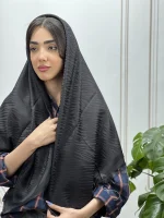 روسری مشکی ژاکارد لمه کد 7009 - Image 4