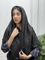 روسری مشکی ژاکارد لمه کد 7009 - Image 2