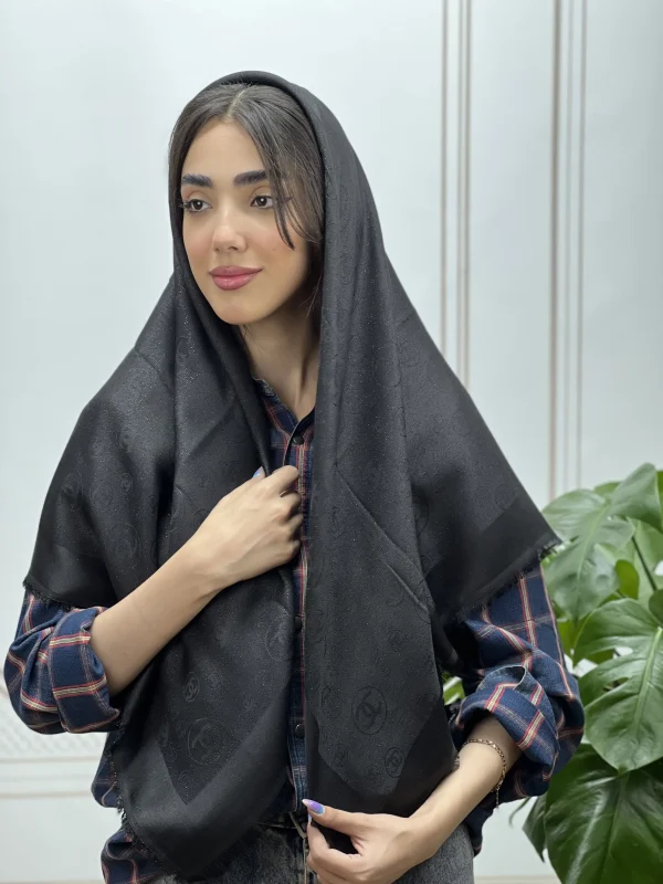 روسری مشکی ژاکارد لمه کد 7009 - Image 6