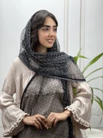 شال توری میکس مشکی زغالی کد 4069 - Image 2
