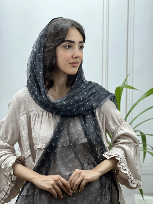 شال توری میکس مشکی زغالی کد 4069 - Image 7