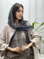 شال توری میکس مشکی زغالی کد 4069 - Image 3