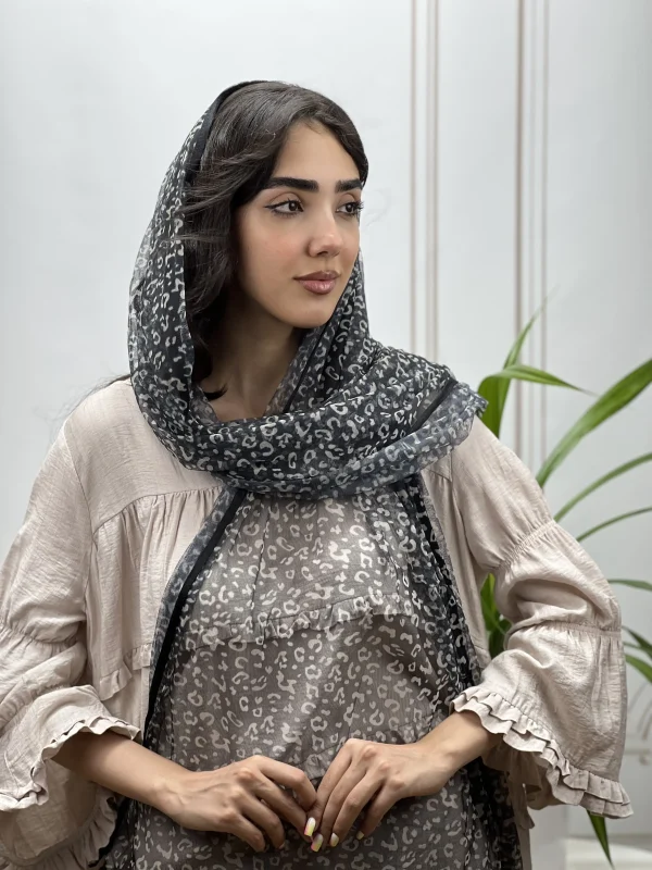 شال توری میکس مشکی زغالی کد 4069 - Image 4