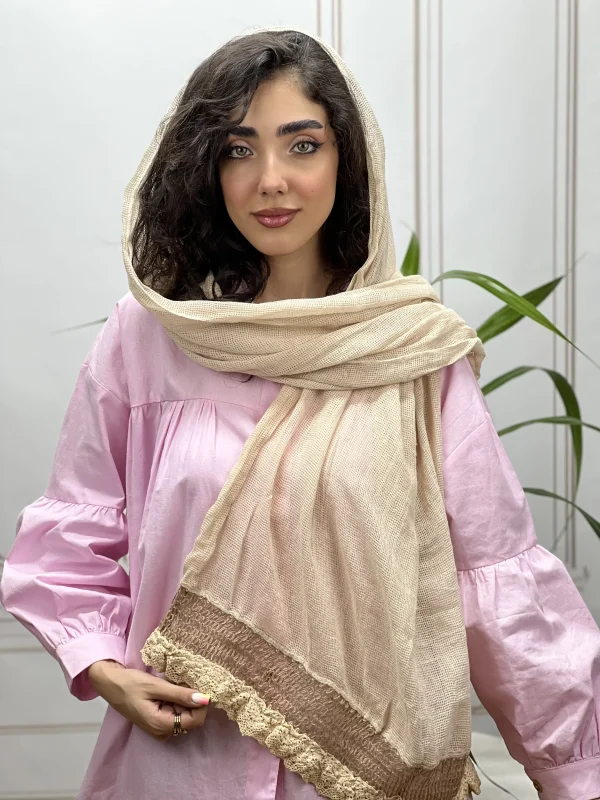 شال وارداتی حصیری دستک قلاب بافی کد 4093 - Image 2