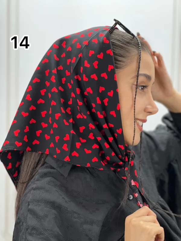 مینی اسکارف مشکی و قرمز کد 1023 - Image 15