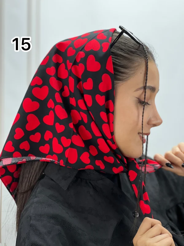 مینی اسکارف مشکی و قرمز کد 1023 - Image 16