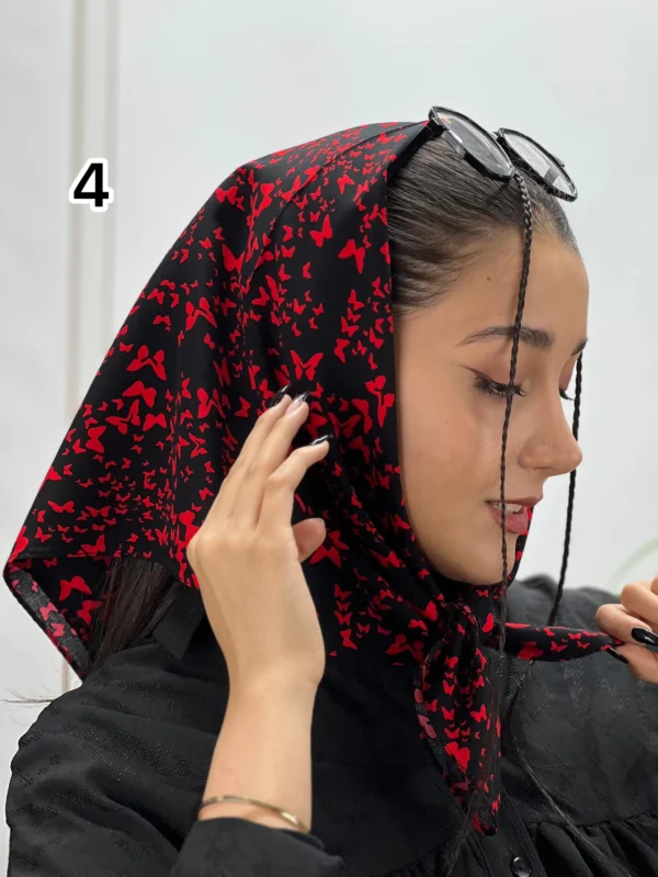 مینی اسکارف مشکی و قرمز کد 1023 - Image 5