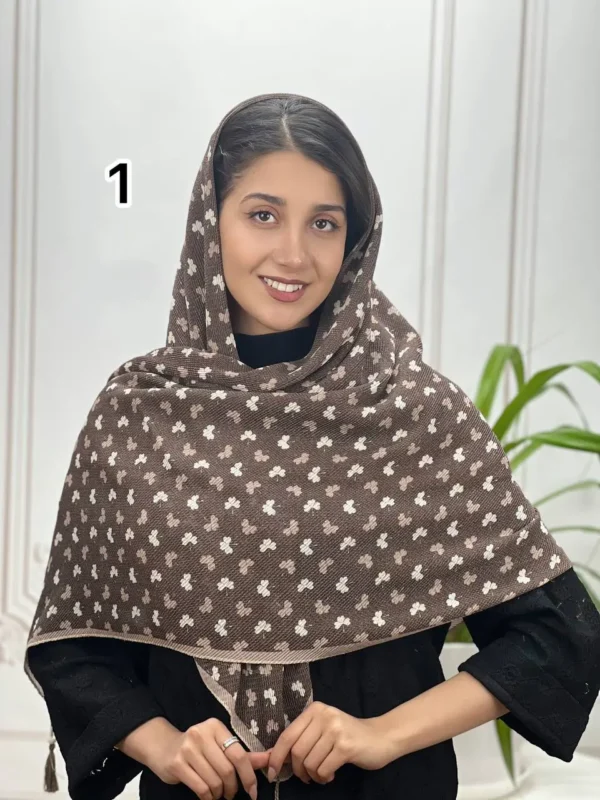 روسری برشکا میکس قهوه ای و موکا کد 7034 - Image 2
