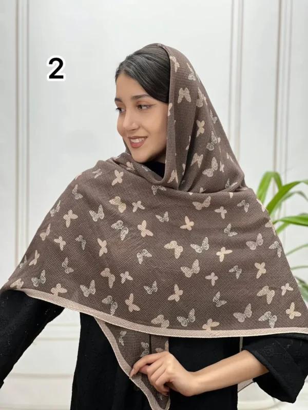 روسری برشکا میکس قهوه ای و موکا کد 7034 - Image 3