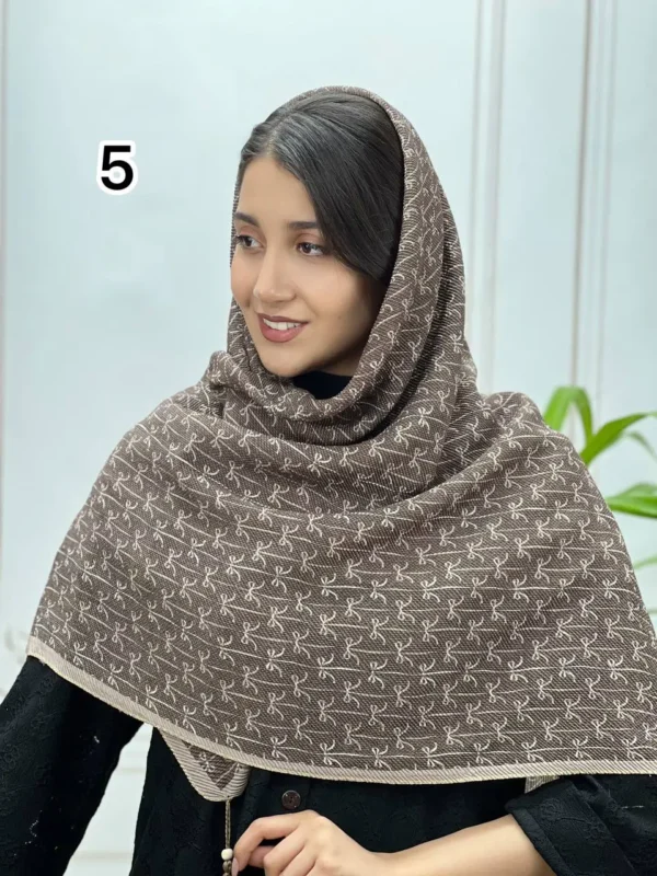 روسری برشکا میکس قهوه ای و موکا کد 7034 - Image 6