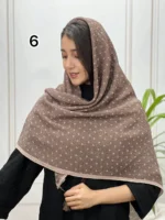 روسری برشکا میکس قهوه ای و موکا کد 7034 - Image 7