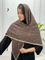 روسری برشکا میکس قهوه ای و موکا کد 7034 - Image 8