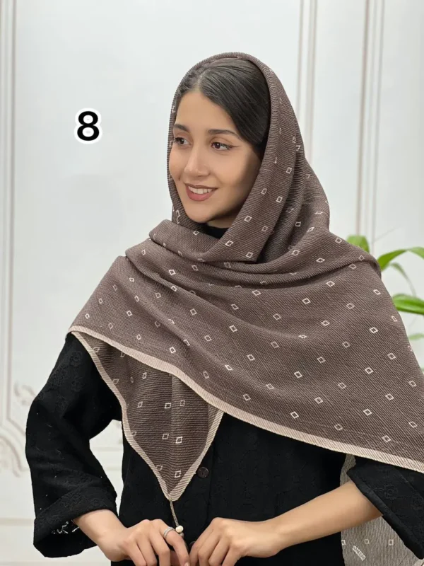 روسری برشکا میکس قهوه ای و موکا کد 7034 - Image 9