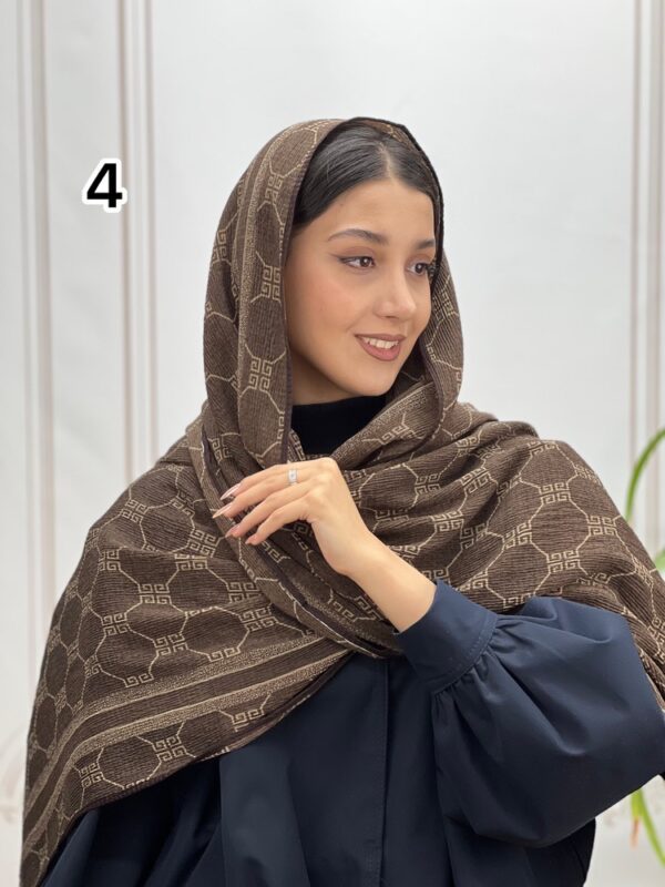 شال پلیسه میکس قهوه ای کد 4217 - Image 5