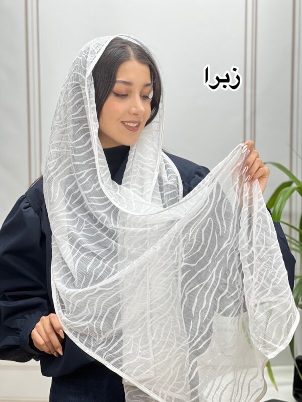 شال توری میکس سفید وارداتی کد 4221 - Image 5