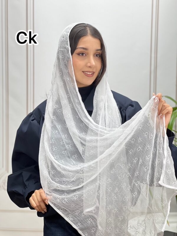 شال توری میکس سفید وارداتی کد 4221 - Image 3