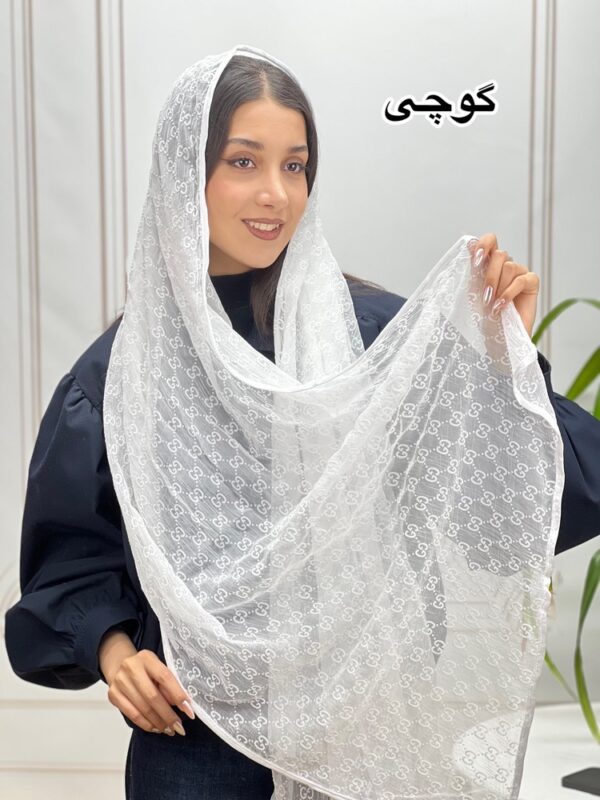 شال توری میکس سفید وارداتی کد 4221 - Image 4