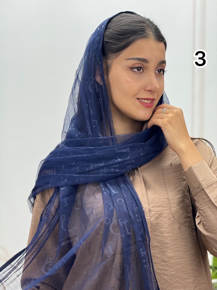 3 شال توری آبی اطلسی کد 4229 - Image 1