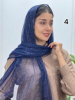 شال توری آبی اطلسی کد 4229 - Image 5