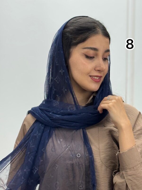 شال توری آبی اطلسی کد 4229 - Image 9
