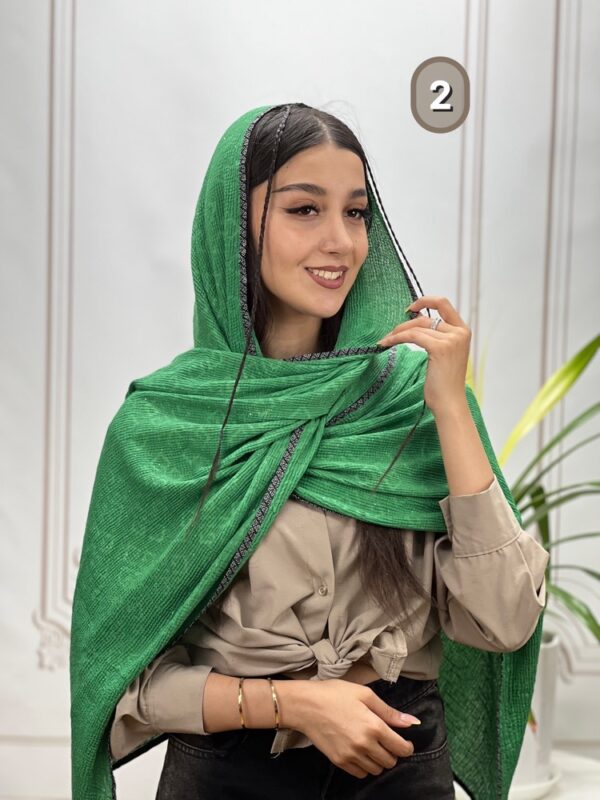 شال برشکا وارداتی سبز زارا کد 4251 - Image 3