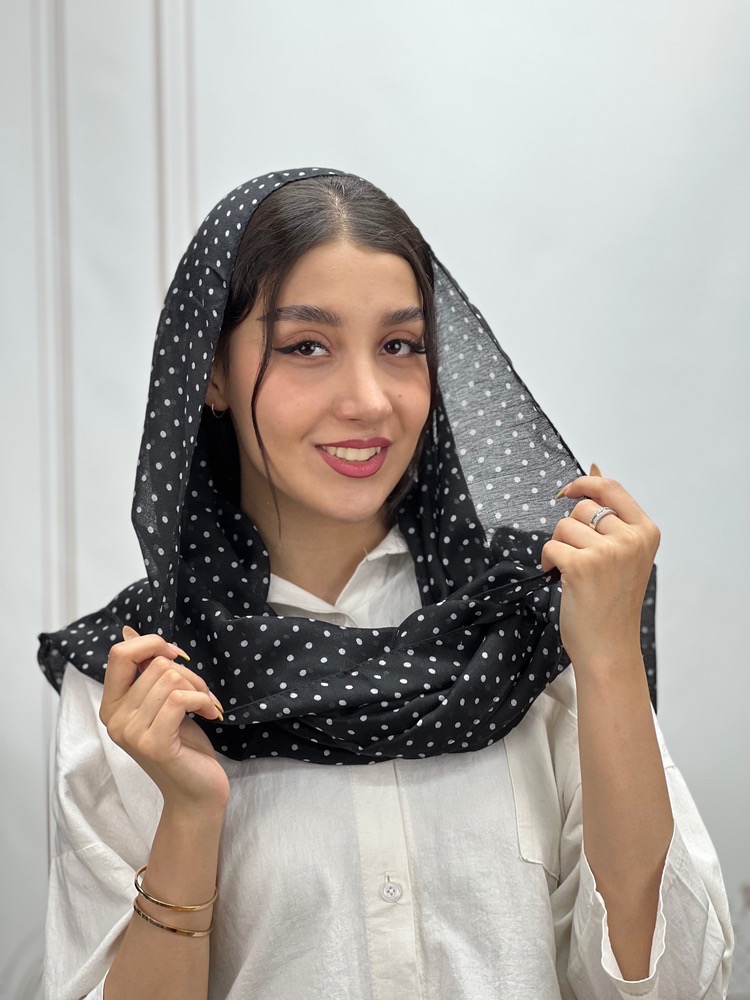 اصلی شال نخی خال خالی ترند مشکی کد 4271 - Image 1