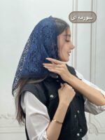 مینی اسکارف  سه گوش گیپوری دور دانتل کد 1048