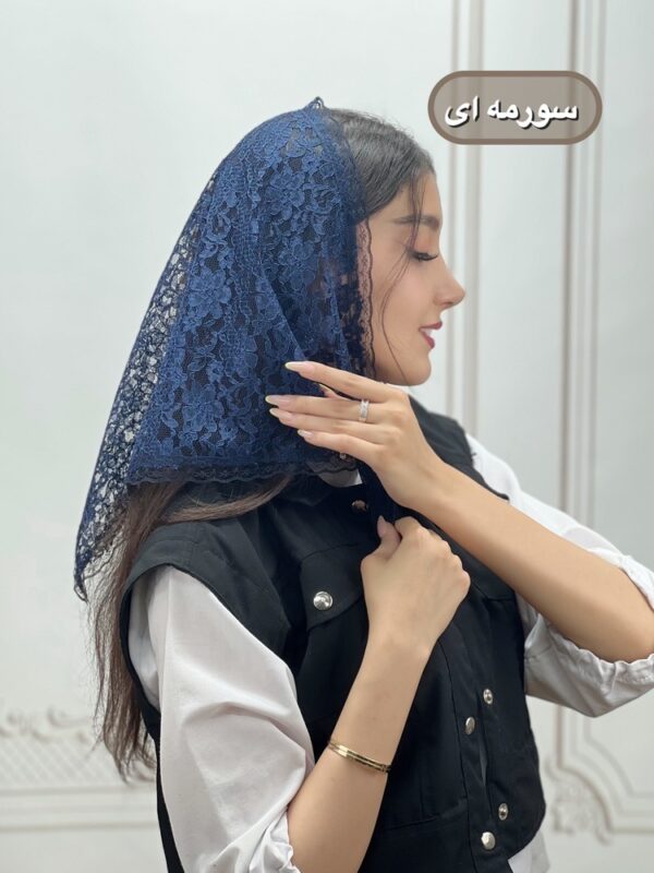 مینی اسکارف  سه گوش گیپوری دور دانتل کد 1048 - Image 5