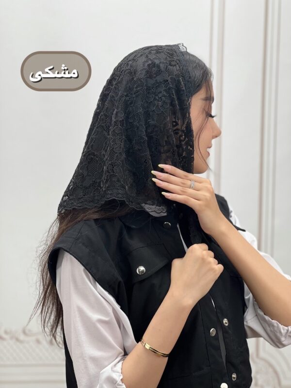 مینی اسکارف  سه گوش گیپوری دور دانتل کد 1048 - Image 2
