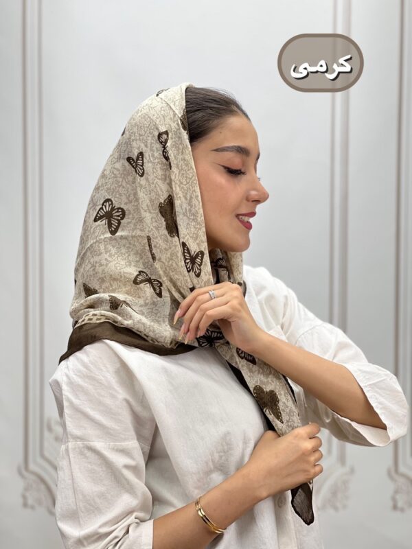 روسری نخ پنبه پروانه کد 7040 - Image 3