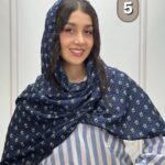 شال پلیسه نخی میکس سورمه ای کد 4278