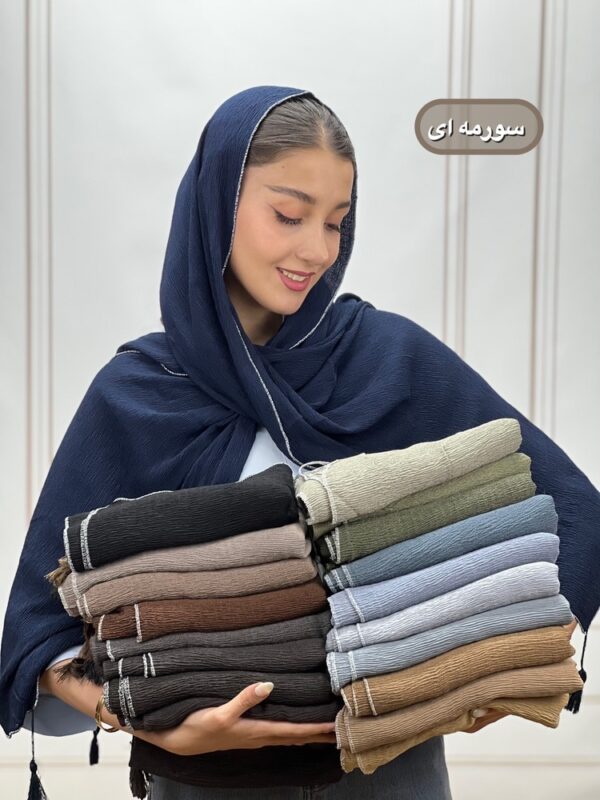 شال پلیسه برشکا دور لمه منگوله دار کد 4283 - Image 14