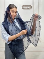 شال توری پاپیون دور دانتل کد 4288 - Image 4