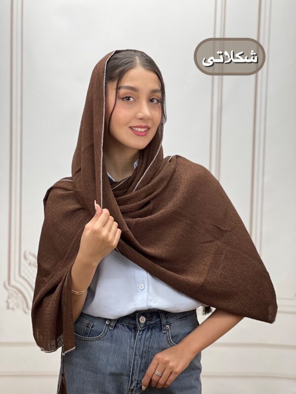 شال پلیسه برشکا دور لمه منگوله دار کد 4283 - Image 13