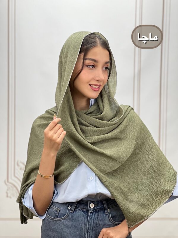 شال پلیسه برشکا دور لمه منگوله دار کد 4283 - Image 8