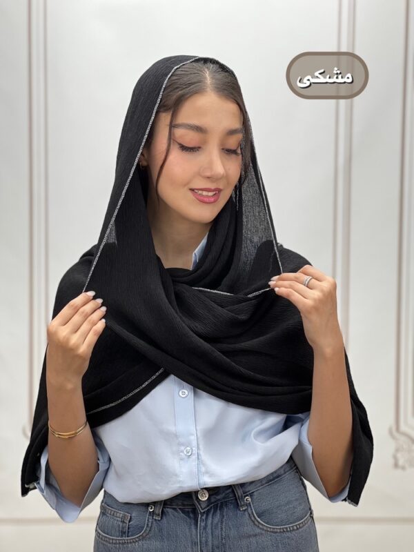شال پلیسه برشکا دور لمه منگوله دار کد 4283 - Image 2