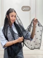 شال توری پاپیون دور دانتل کد 4288 - Image 2