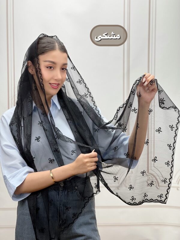 شال توری پاپیون دور دانتل کد 4288 - Image 2
