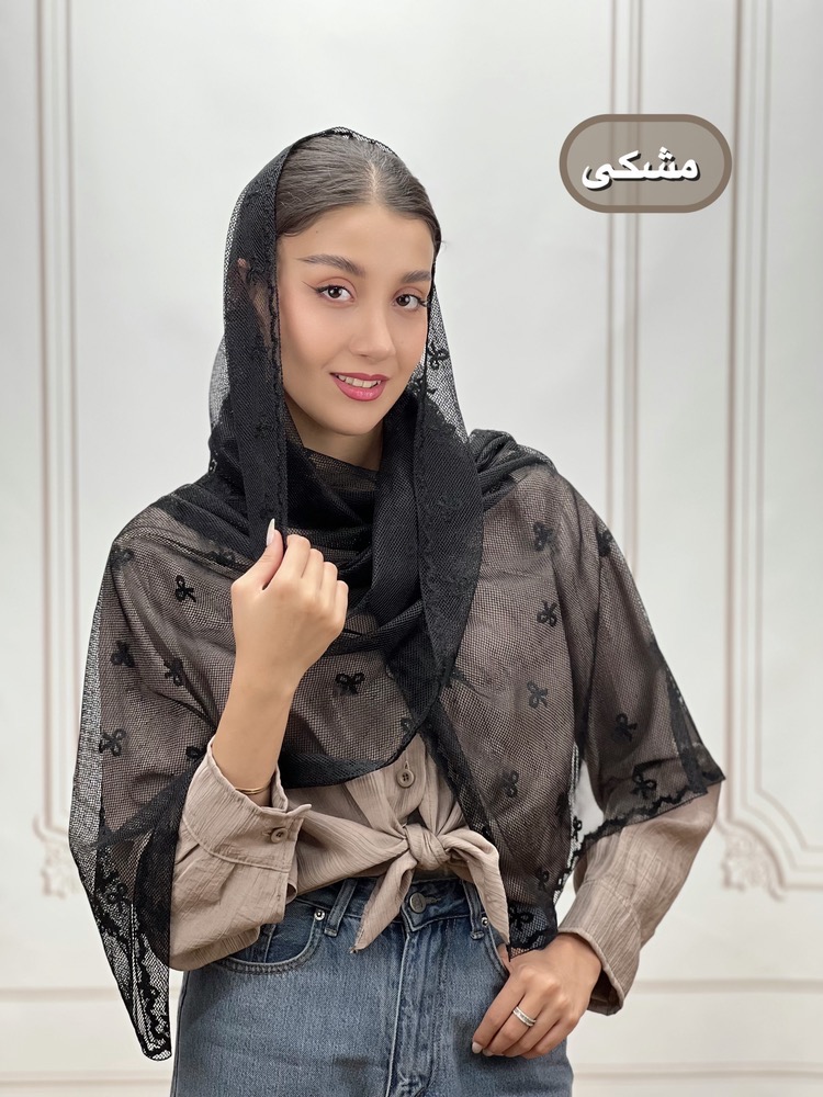مشکی شال گیپوری پاپیون دور دانتل کد 4289 - Image 1