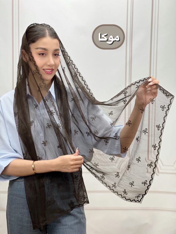 شال توری پاپیون دور دانتل کد 4288 - Image 3