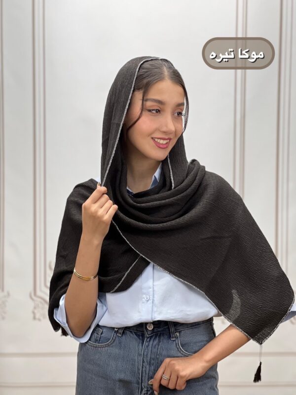 شال پلیسه برشکا دور لمه منگوله دار کد 4283 - Image 7